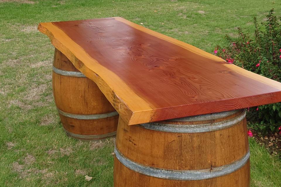 Redwood bar or display table