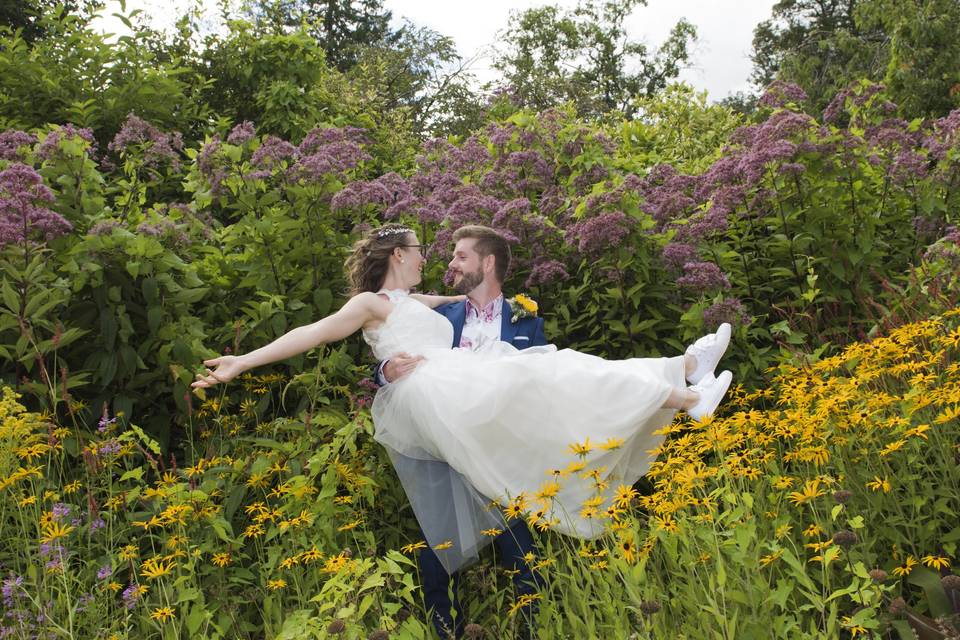 In a bed of flowers