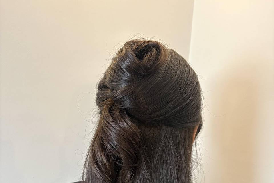 Half up/down French twist