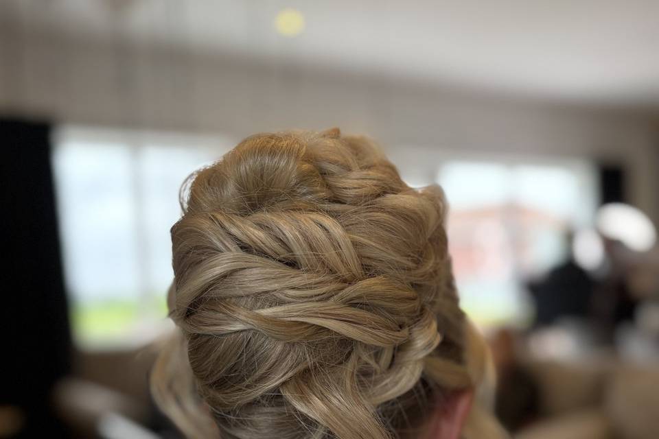 French Twist, into high updo
