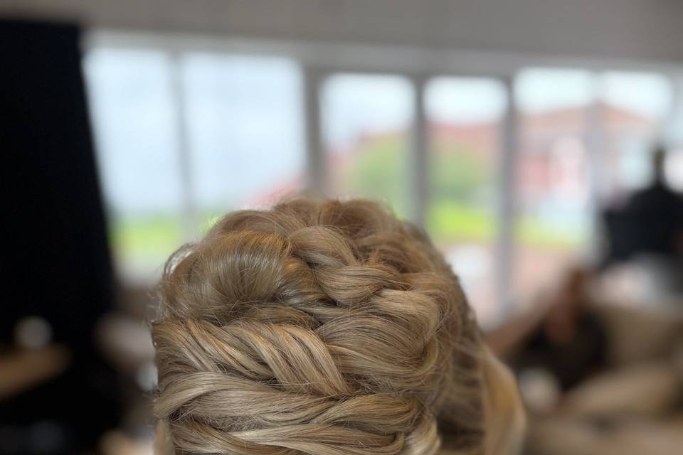 French Twist, into high updo