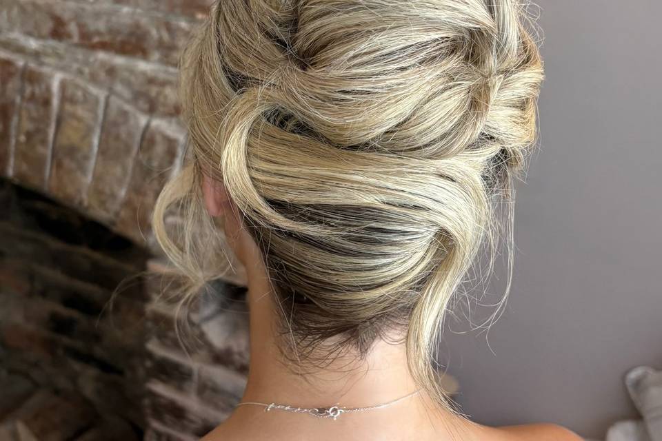 French twist into high updo