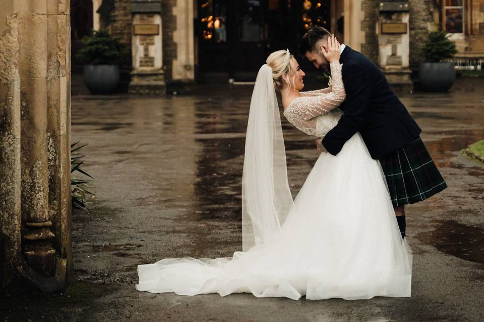 Newlyweds share a moment