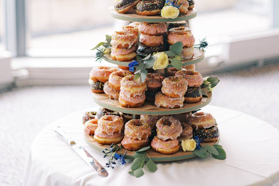 Wedding Cake & Doughnut Tower