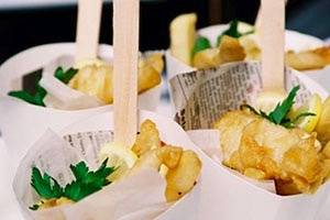 Mini fish and chips catering