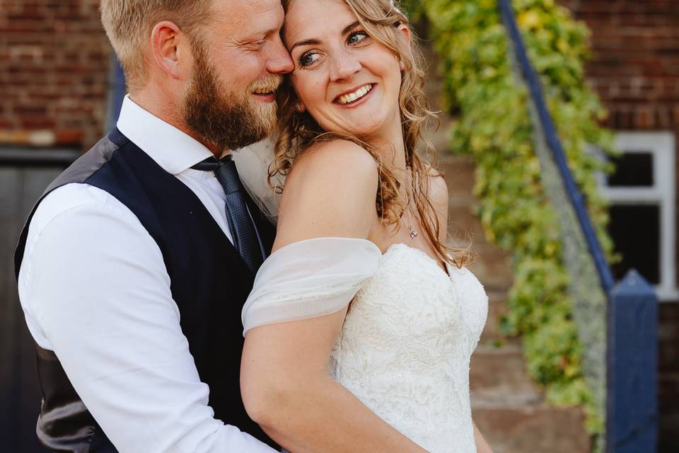 Bride and groom farm wedding