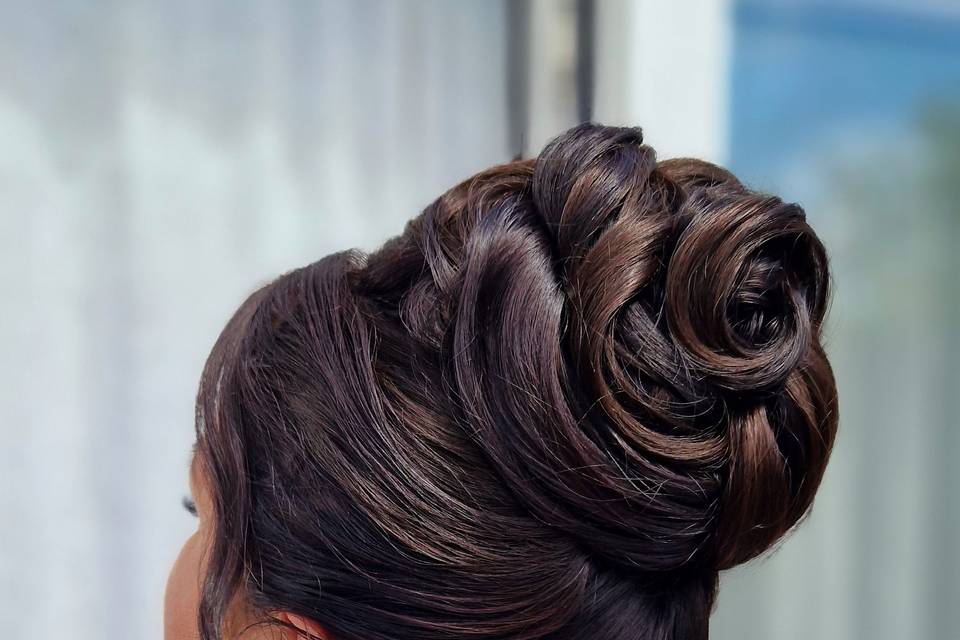 Swirly High Bun Updo