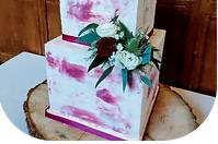 Cube cake with watercolour