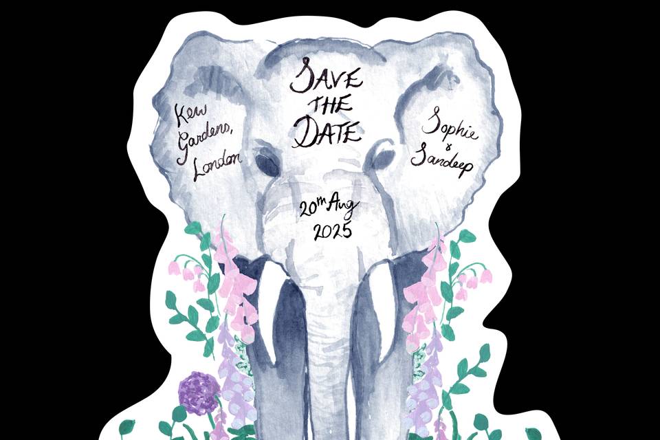 Flower Elephant Save the Date