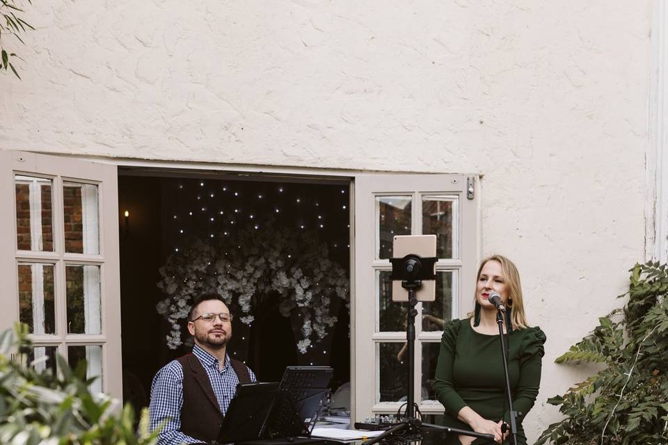 Courtyard wedding reception