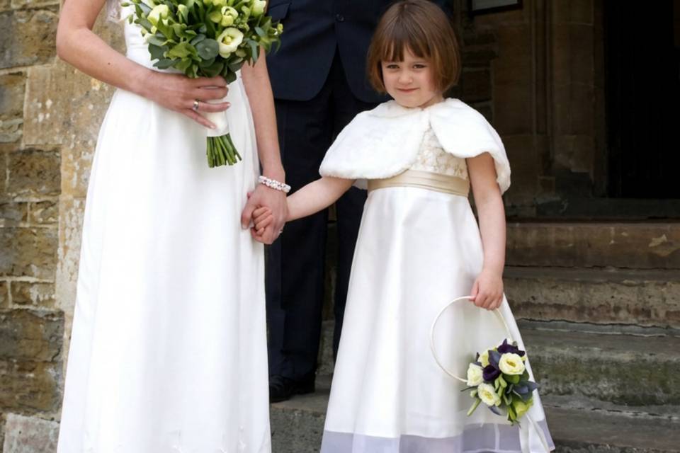 Brides bouquet and flower girl