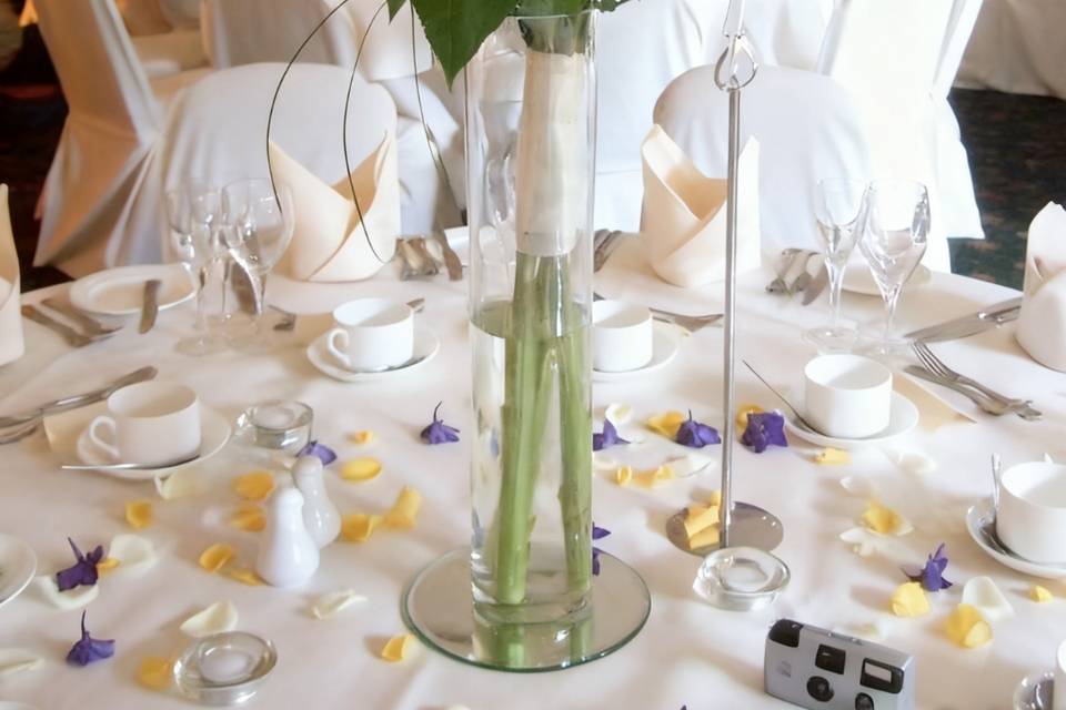 Tall vase sunflower table