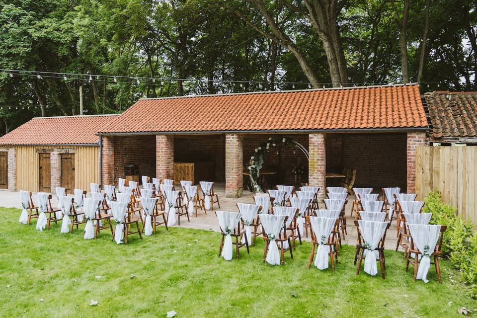 Open fronted wedding barn