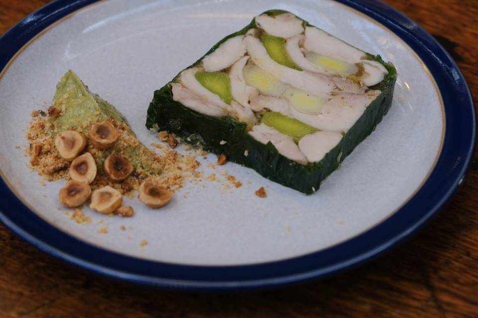 Chicken and leek terrine