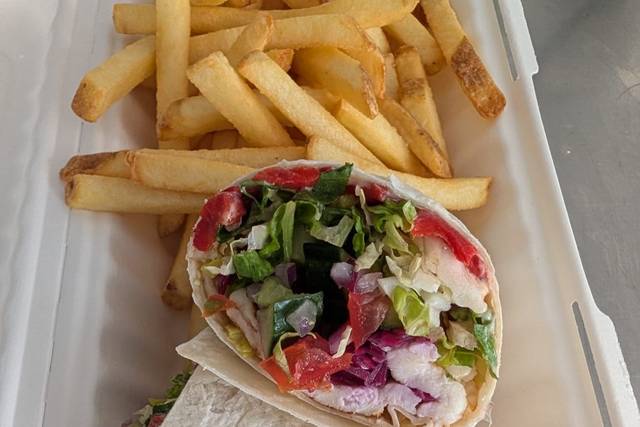 Halloumi wrap and chips