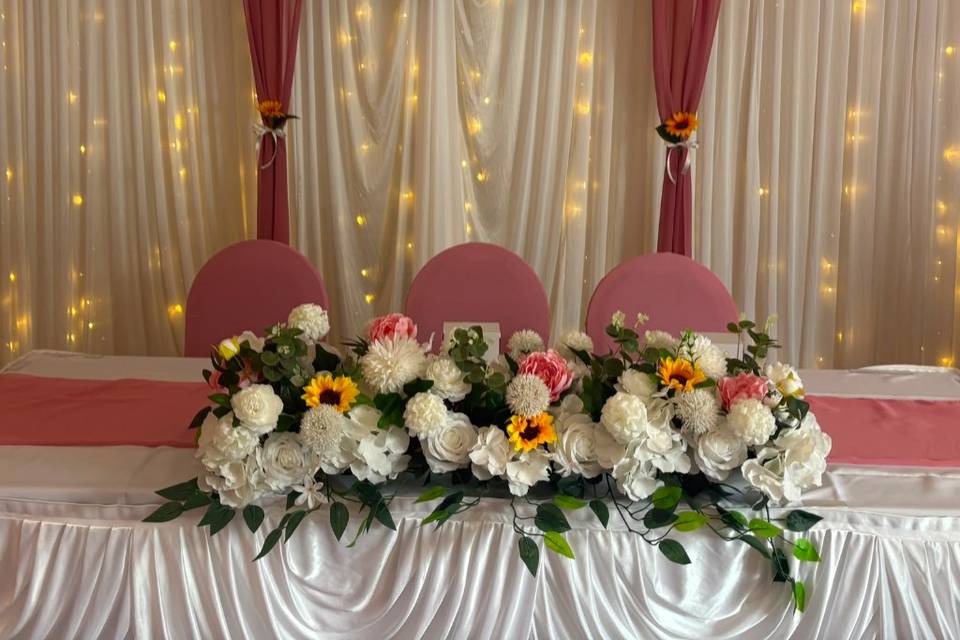 Dusky pink/sunflower