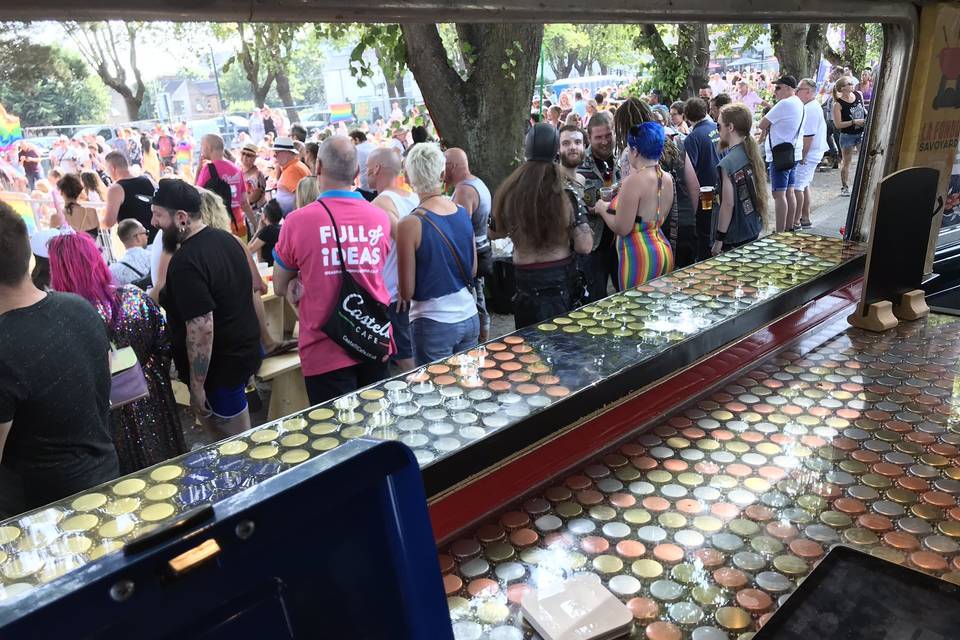 Bottle-top bar interior