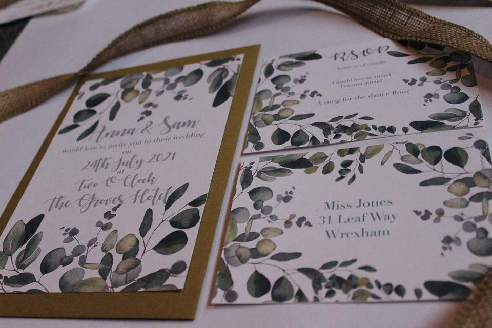 Details of wedding invites