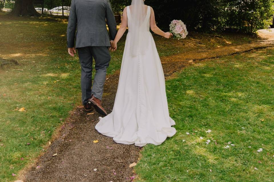 Couple walk away