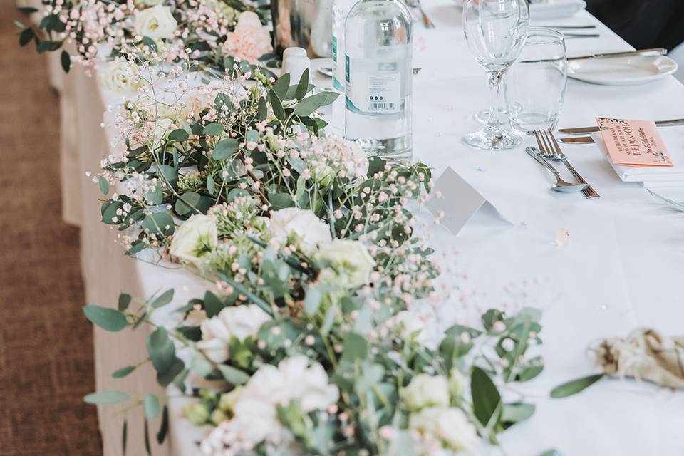 Top table flowers pink