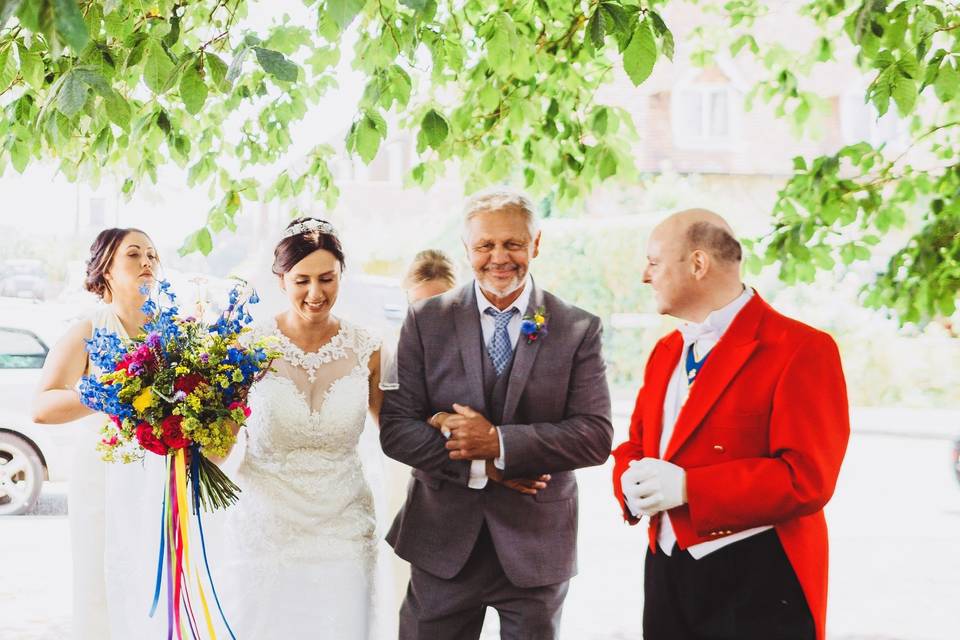 Greeting the bride