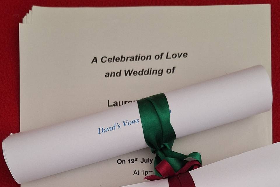 Vows and Scripts ready to go