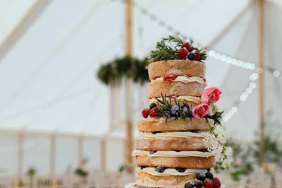 Rustic naked wedding cake