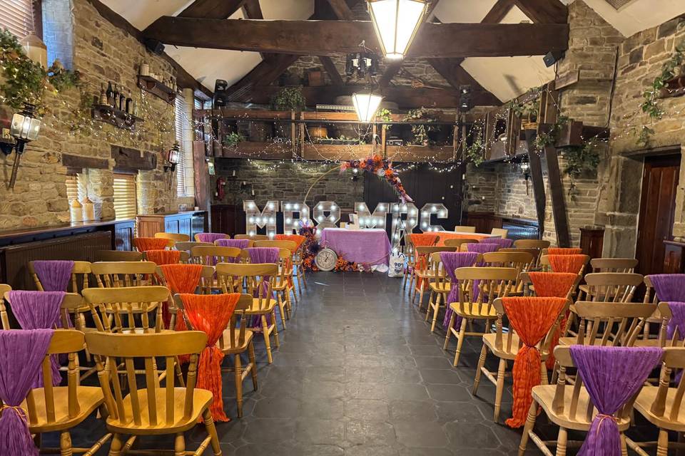 Purple and orange decor