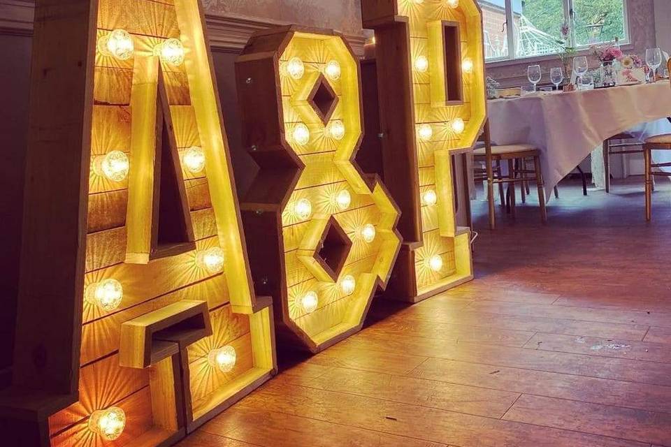 Rustic light up letters