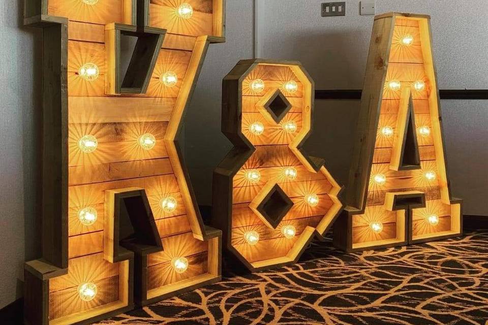 Rustic light up letters