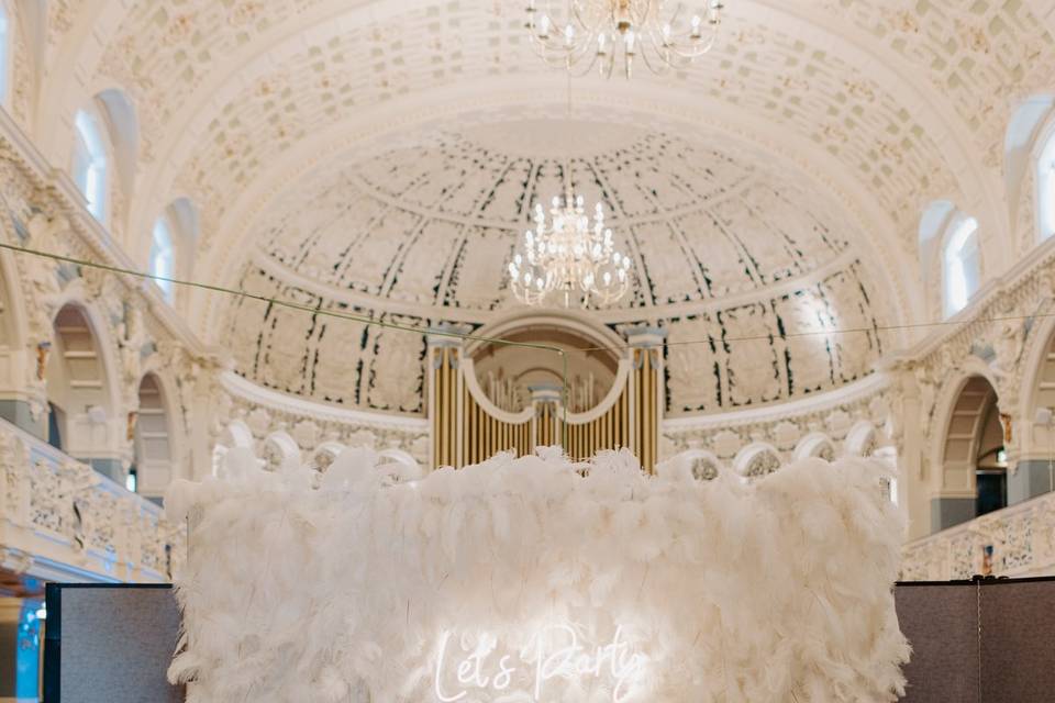 Feather wall backdrop