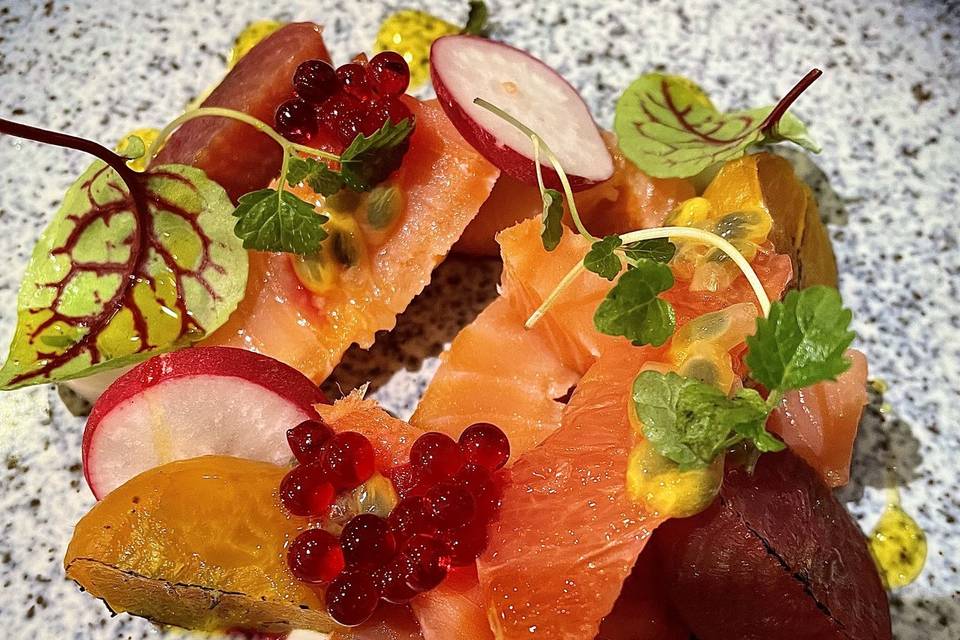 Gin cured salmon