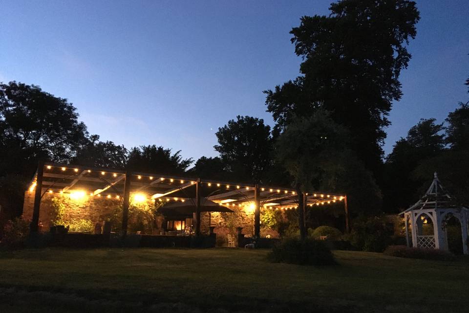 The walled garden at night