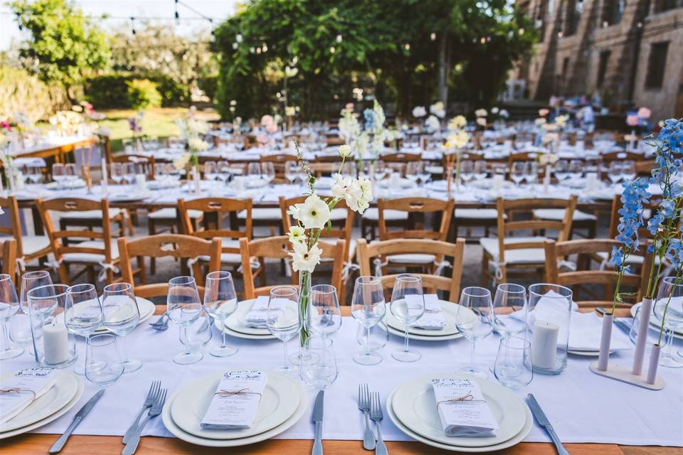 Dinner set up Massello garden