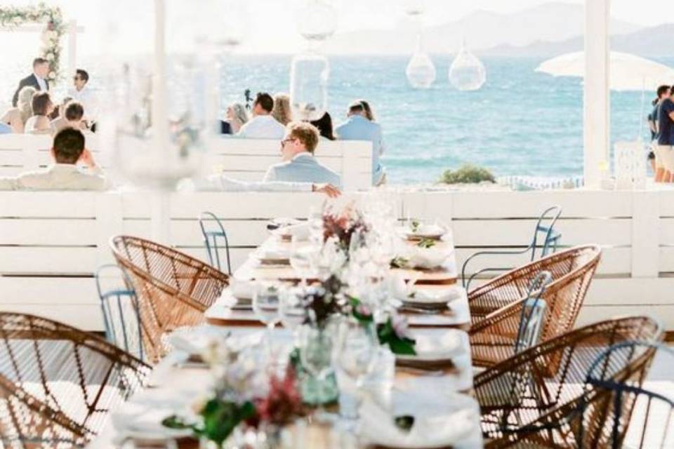 Beach wedding reception