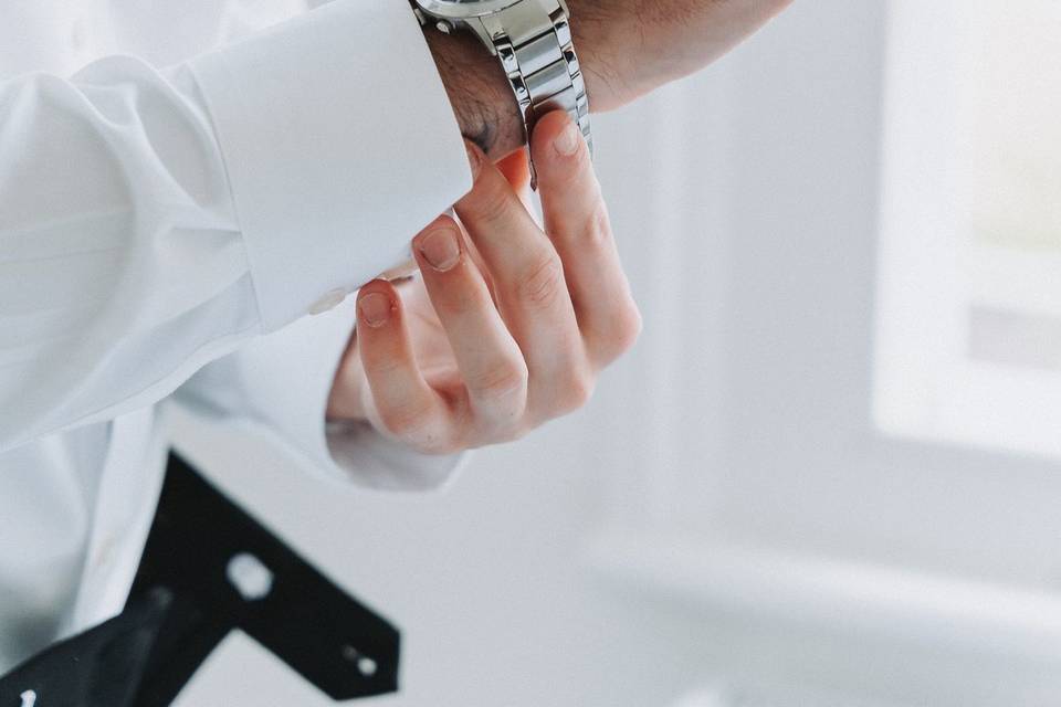 Groom getting ready