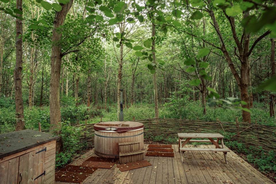 The wood-fired hot tub