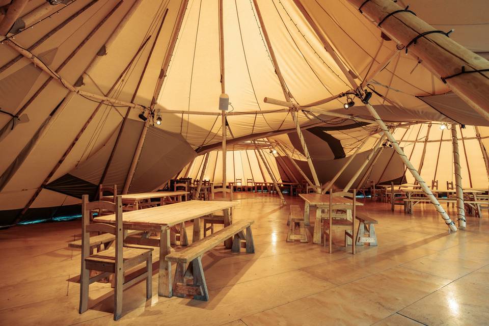 Inside the tipis