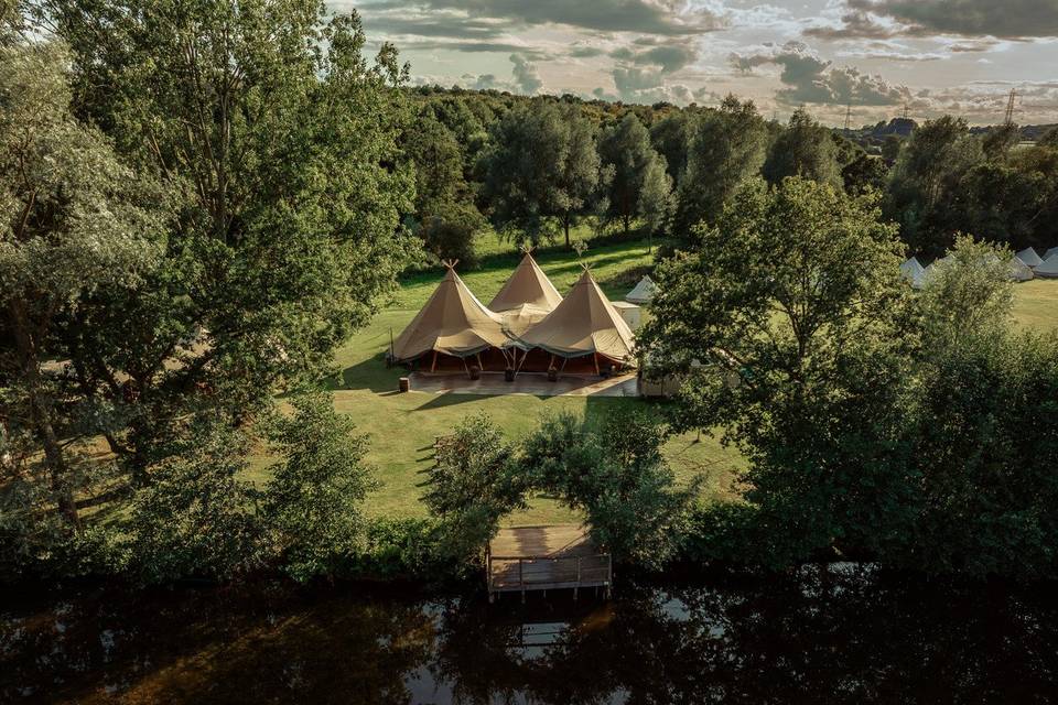 The lakeside tipis