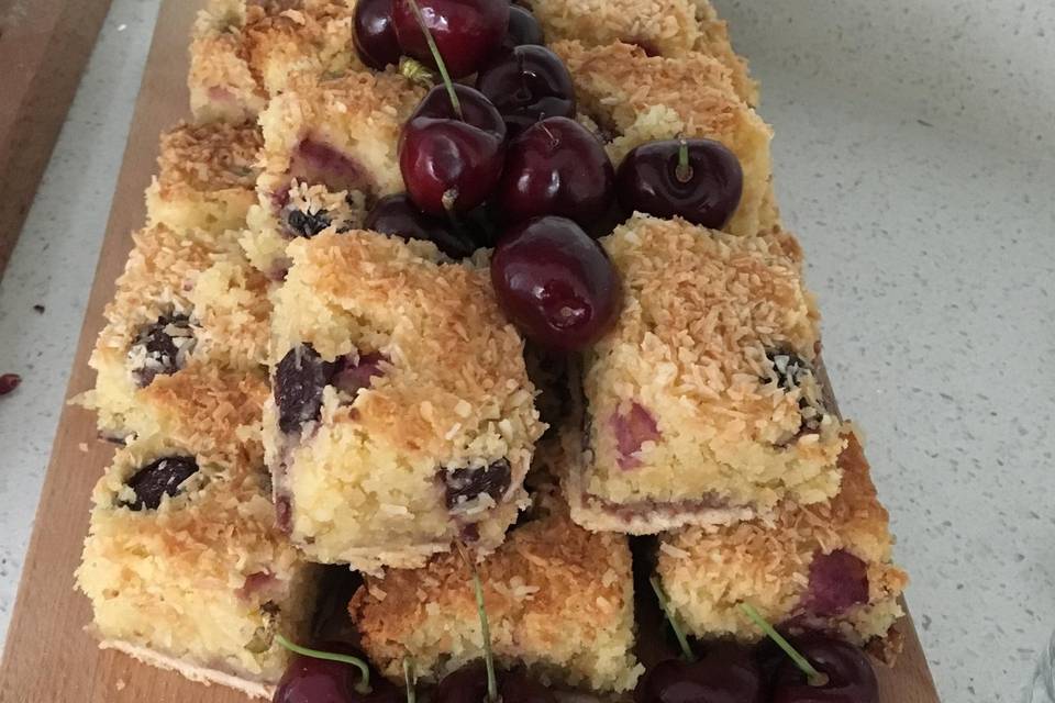 Cherry and almond squares