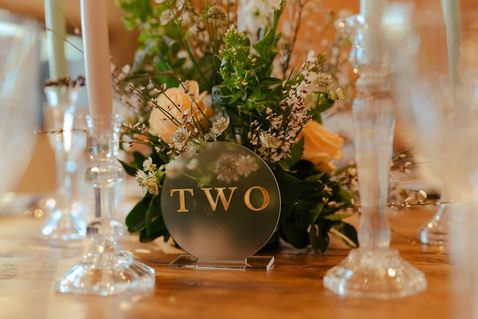 Wedding table number