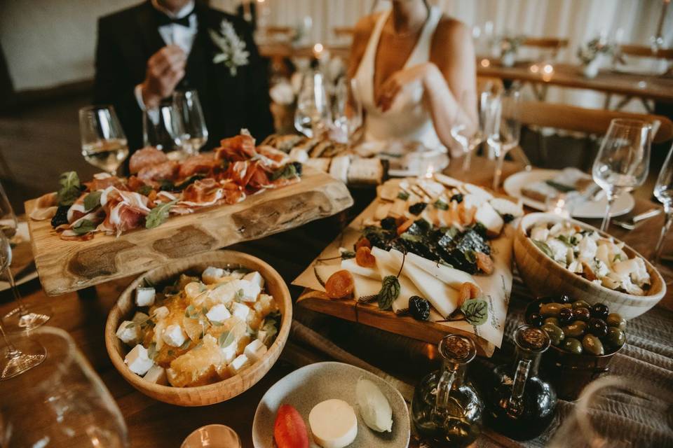 Grazing feast for rustic receptions