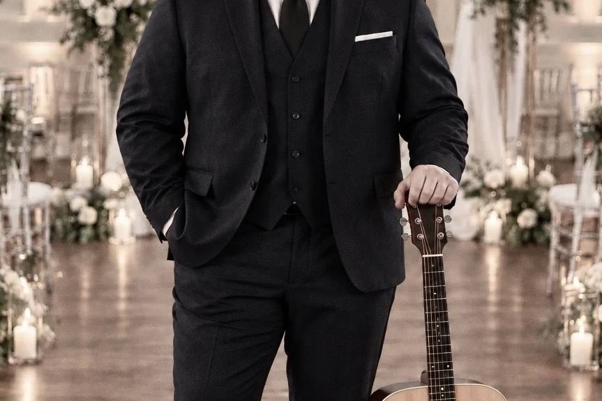 Carl Andrew in wedding suit