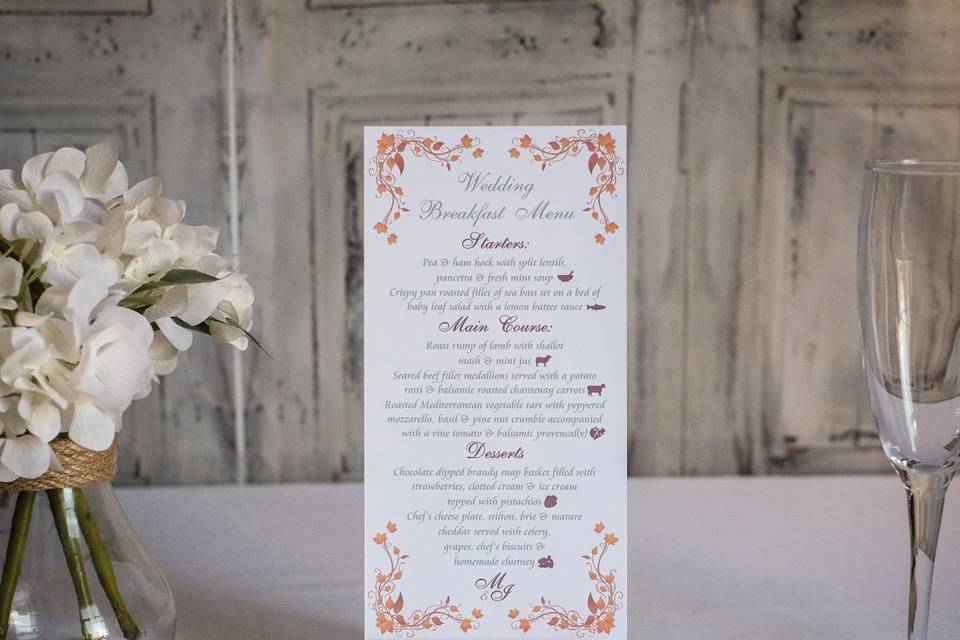 Printed Breakfast Menu