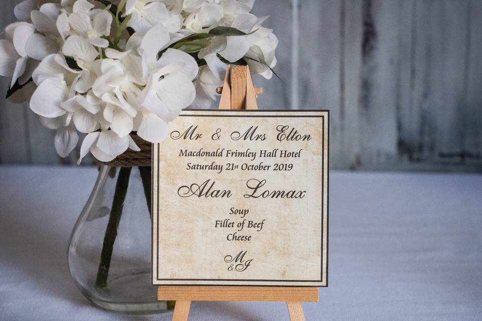 Printed Place Card