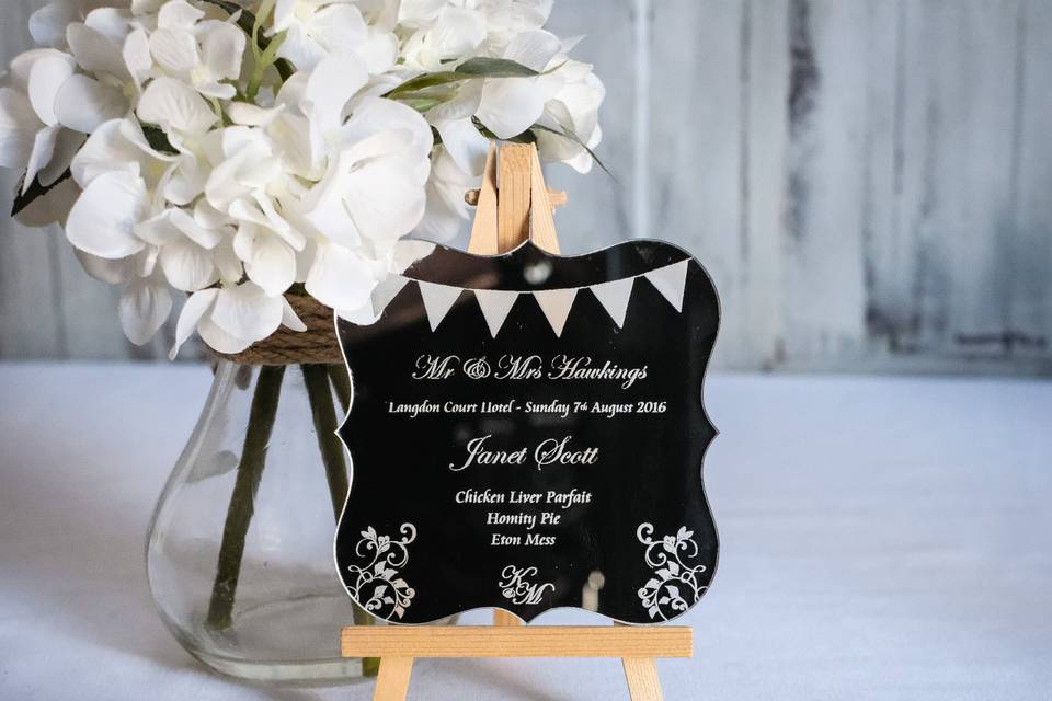 Mirrored Acrylic Place Card