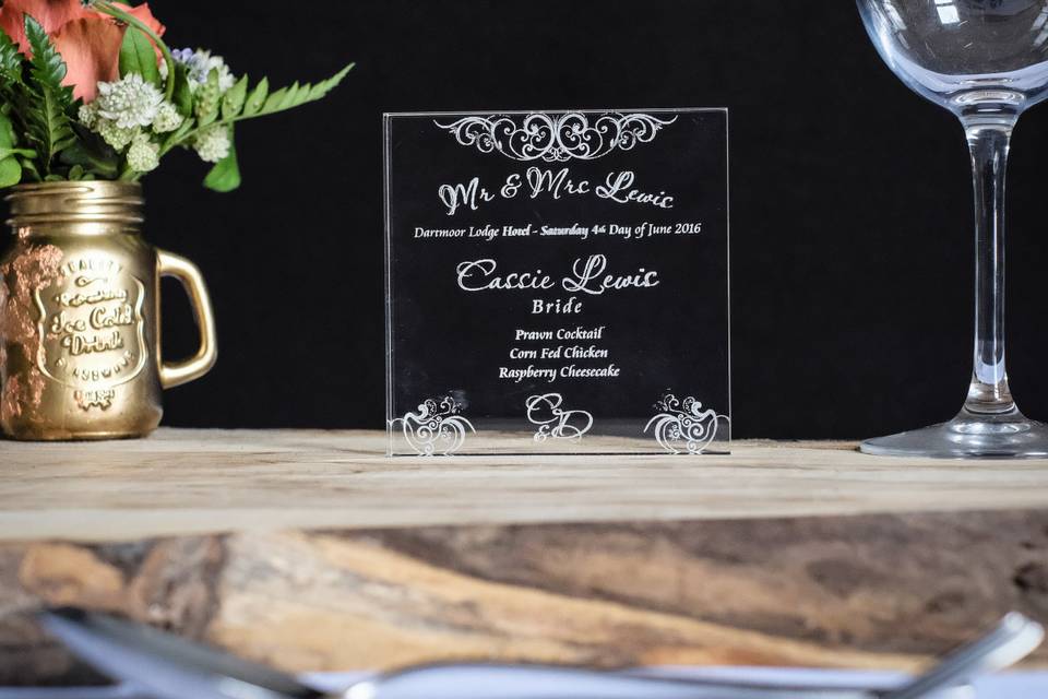 Laser Engraved Place Card