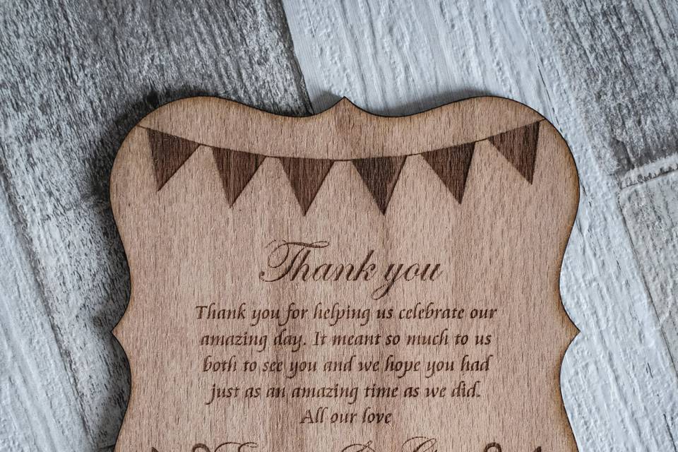 Wooden Thank You Card