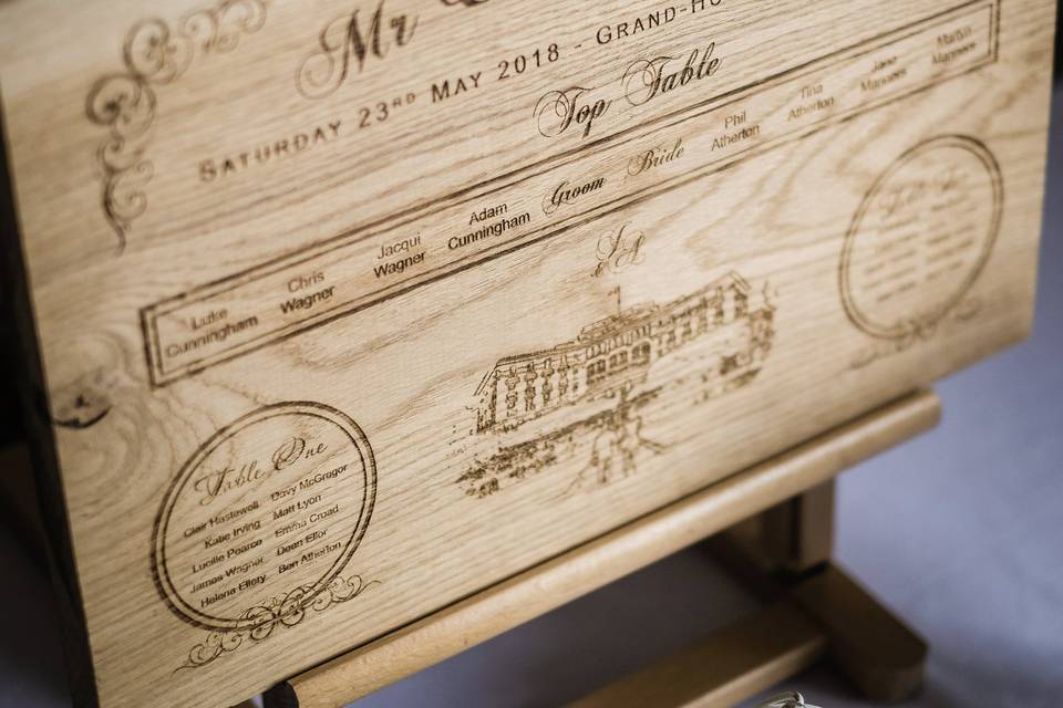 Laser Engraved Table Plan