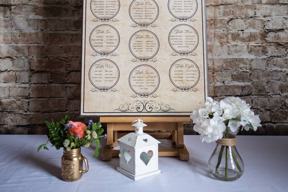 Printed Table Plan